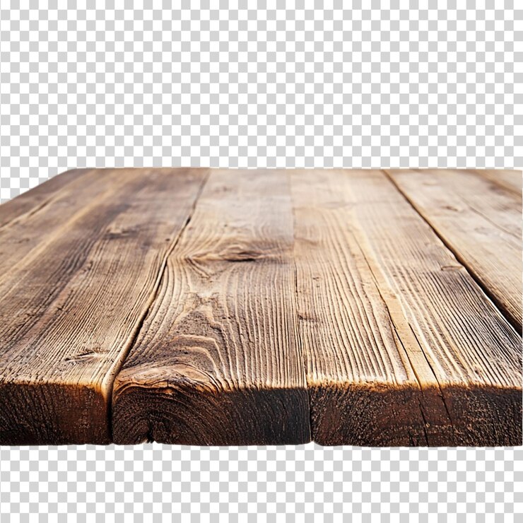 PSD mesa de madera aislada sobre un fondo transparente