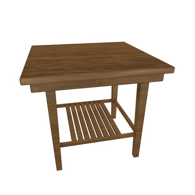 Mesa de madera aislada sobre un fondo transparente