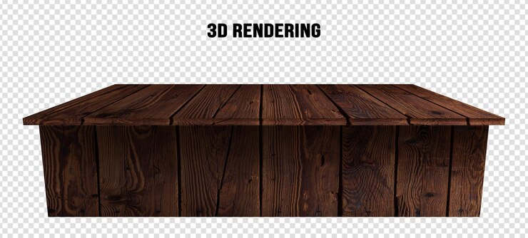 PSD mesa de madera aislada en transparente