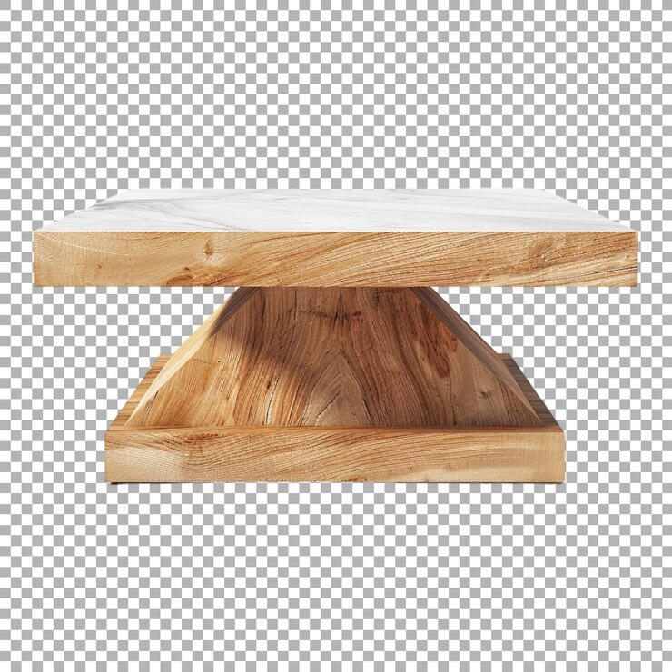 PSD mesa de madera brillante sobre un fondo transparente generada por ai