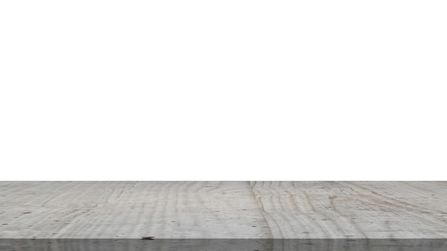 Mesa de madera para exhibir o montar productos con fondo blanco en blanco