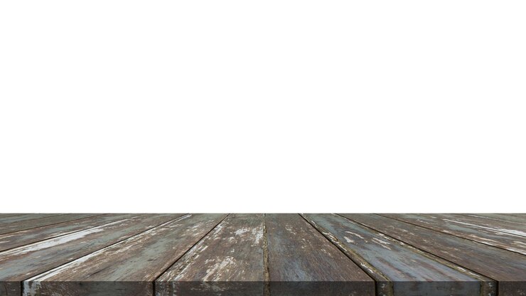 PSD mesa de madera para exhibir o montar productos con fondo blanco en blanco