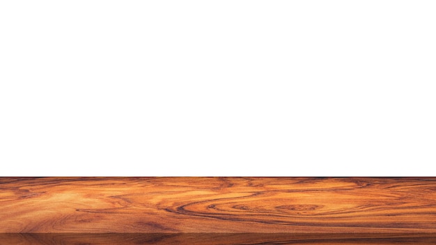 Mesa de madera para exhibir o montar productos con fondo blanco en blanco