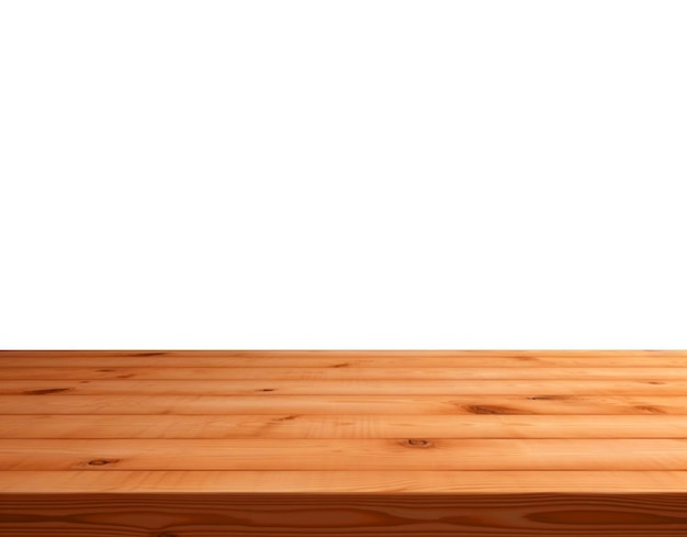 Una mesa de madera con un fondo blanco
