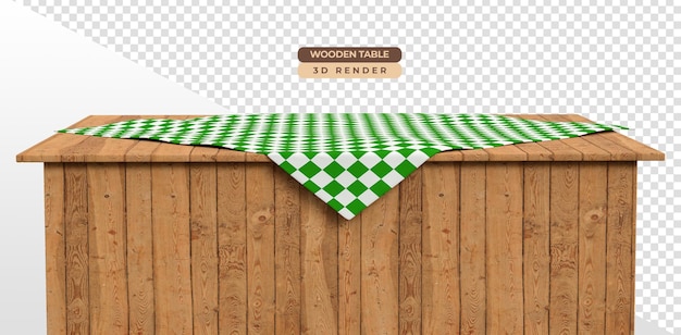 Mesa de madera con fondo transparente de tela