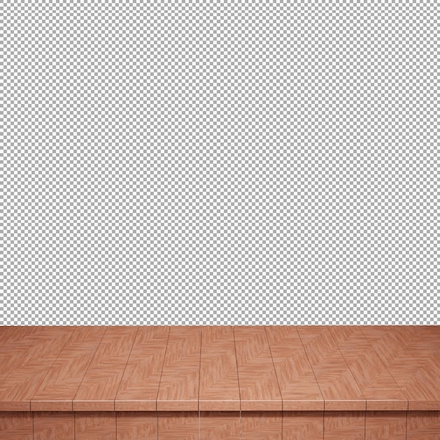 Mesa de madera mesa de madera superior vista frontal 3d render aislado