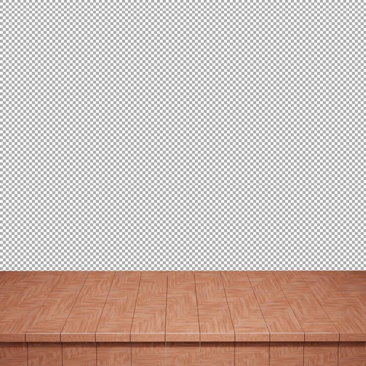 PSD mesa de madera mesa de madera superior vista frontal 3d render aislado