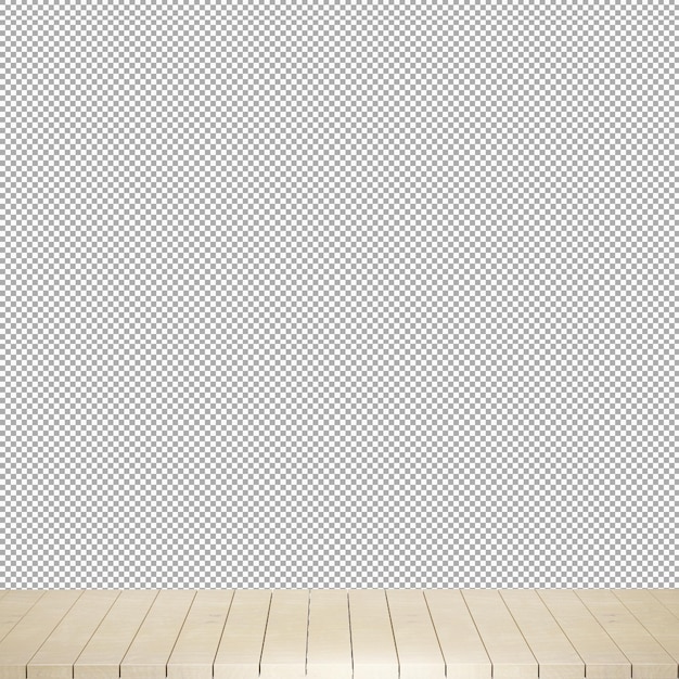 Mesa de madera mesa de madera superior vista frontal 3d render aislado