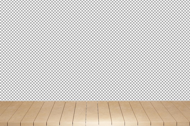 Mesa de madera mesa de madera superior vista frontal 3d render aislado