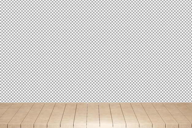 Mesa de madera mesa de madera superior vista frontal 3d render aislado