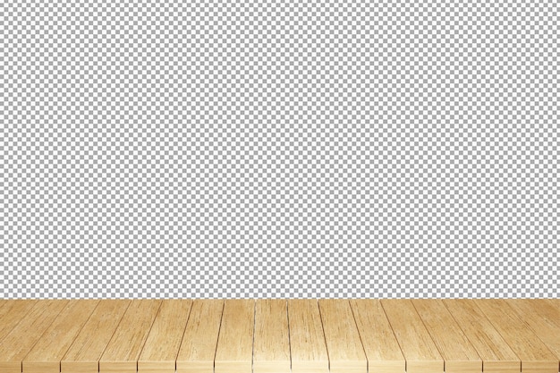 Mesa de madera mesa de madera superior vista frontal 3d render aislado
