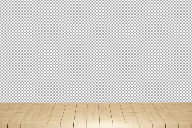Mesa de madera mesa de madera superior vista frontal 3d render aislado