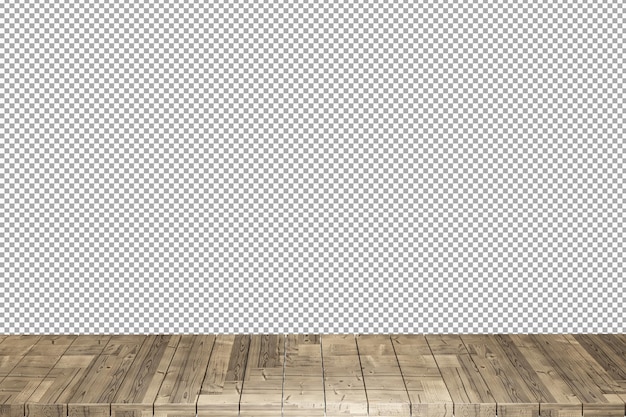 Mesa de madera mesa de madera superior vista frontal 3d render aislado