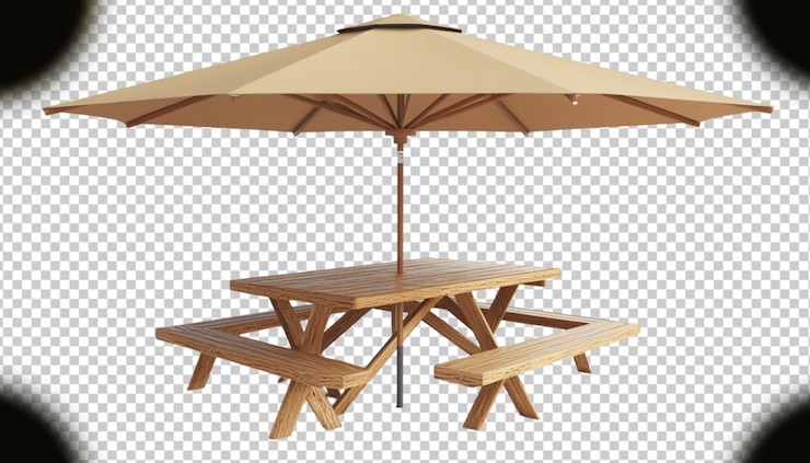 PSD mesa de madera de playa sobre un fondo transparente