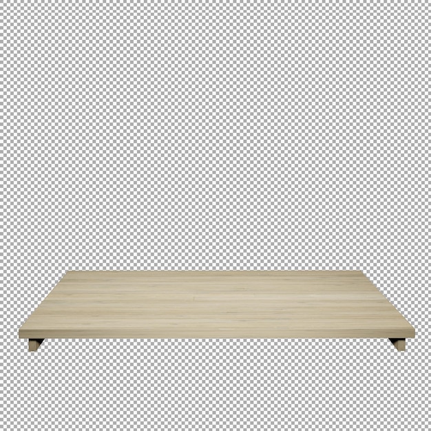 Mesa de madera en primer plano mesa de madera superior vista frontal 3d render aislado