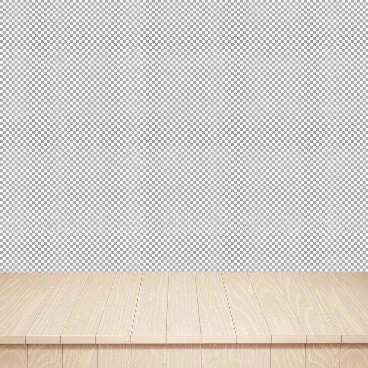 PSD mesa de madera en primer plano mesa de madera superior vista frontal 3d render aislado