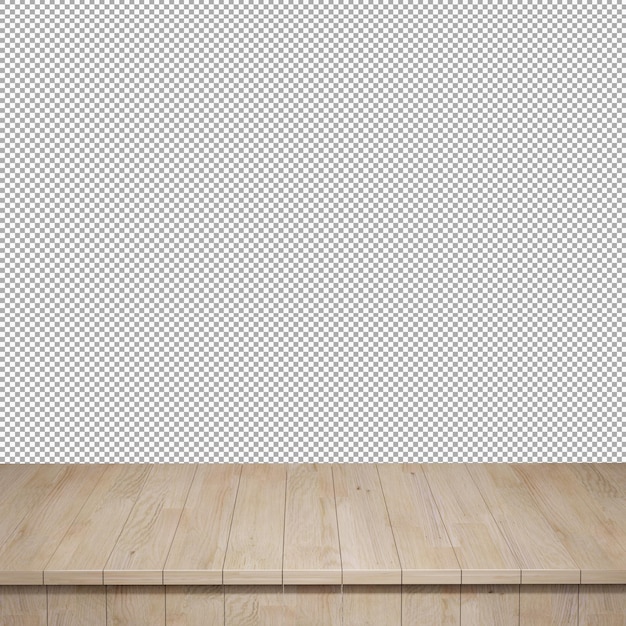 Mesa de madera en primer plano mesa de madera superior vista frontal 3d render aislado