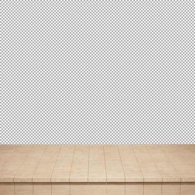 Mesa de madera en primer plano mesa de madera superior vista frontal 3d render aislado
