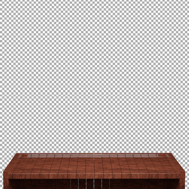 Mesa de madera realista Tablero de madera Vista frontal superior Render 3d aislado