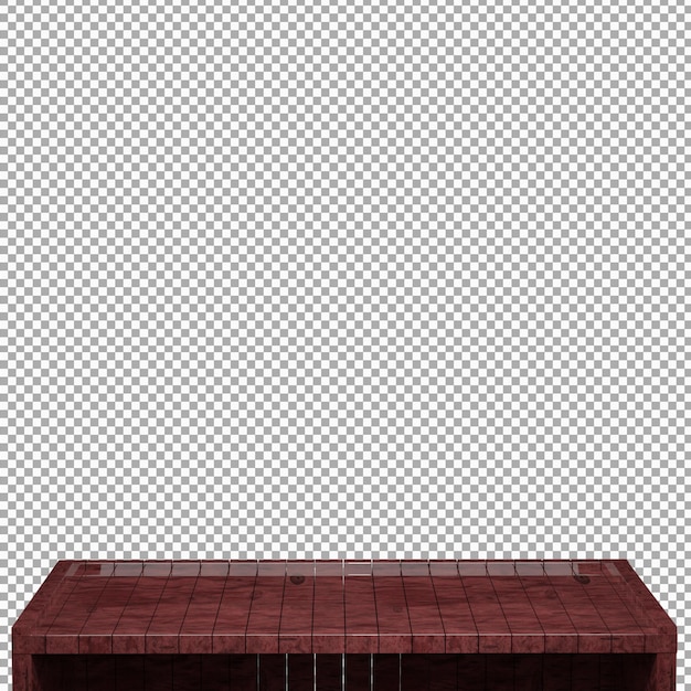 Mesa de madera realista Tablero de madera Vista frontal superior Render 3d aislado