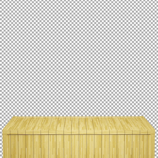 Mesa de madera realista Tablero de madera Vista frontal superior Render 3d aislado