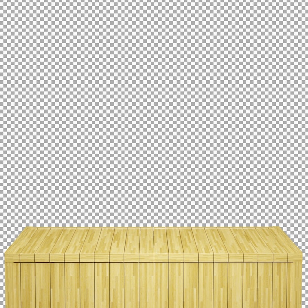 Mesa de madera realista tablero de madera vista frontal superior render 3d aislado