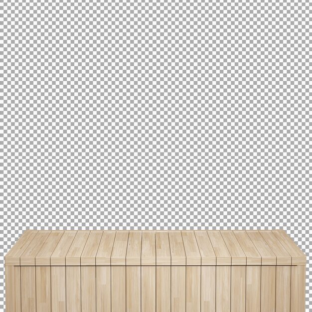 Mesa de madera realista Tablero de madera Vista frontal superior Render 3d aislado