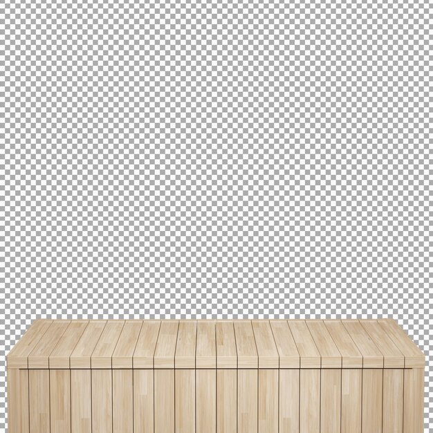 Mesa de madera realista tablero de madera vista frontal superior render 3d aislado