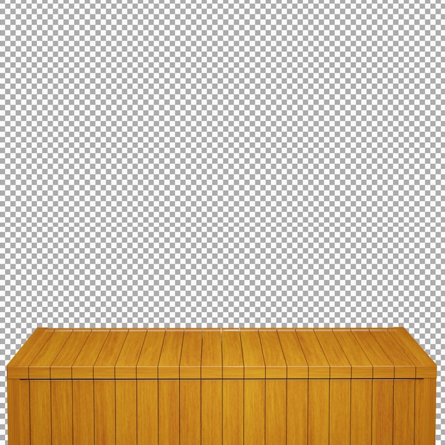 Mesa de madera realista Tablero de madera Vista frontal superior Render 3d aislado