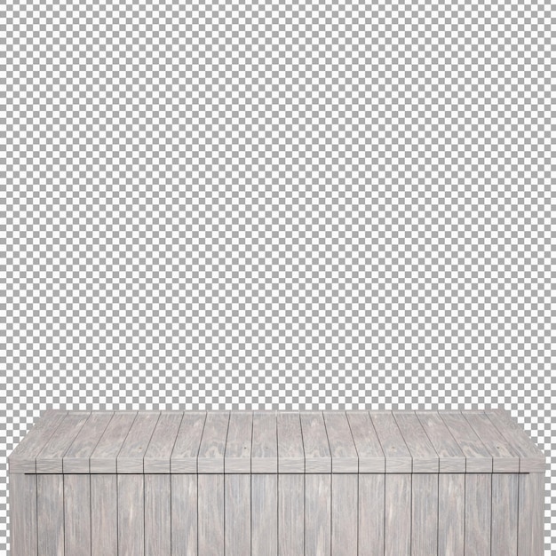 Mesa de madera realista tablero de madera vista frontal superior render 3d aislado