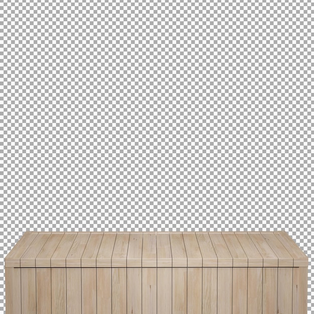 Mesa de madera realista Tablero de madera Vista frontal superior Render 3d aislado