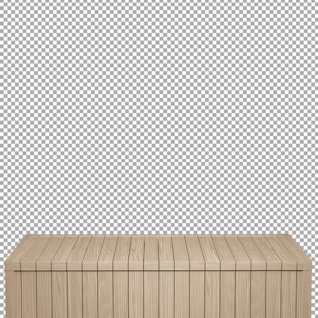 Mesa de madera realista Tablero de madera Vista frontal superior Render 3d aislado