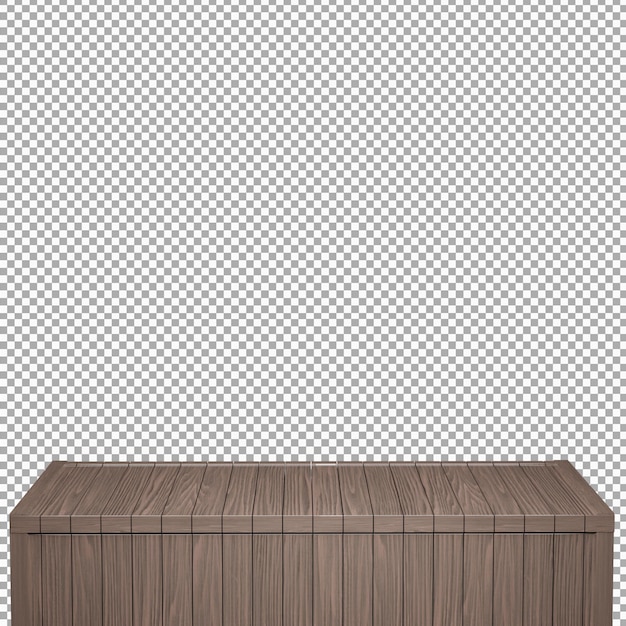 Mesa de madera realista Tablero de madera Vista frontal superior Render 3d aislado