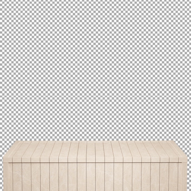 Mesa de madera realista tablero de madera vista frontal superior render 3d aislado