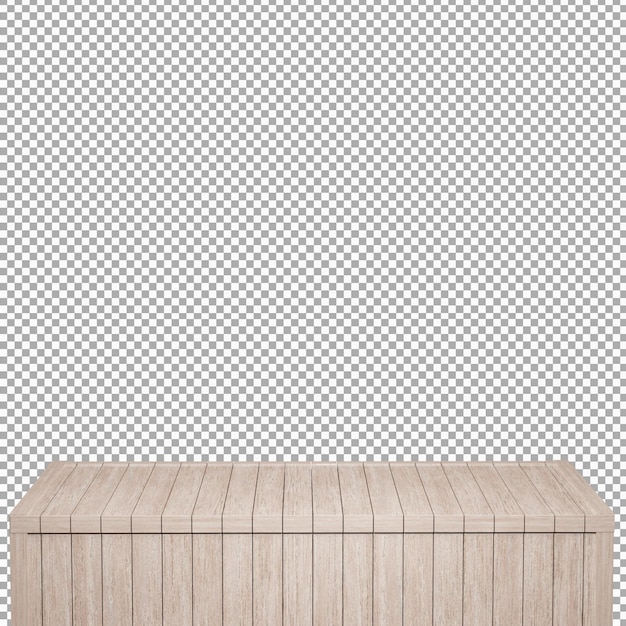 Mesa de madera realista Tablero de madera Vista frontal superior Render 3d aislado