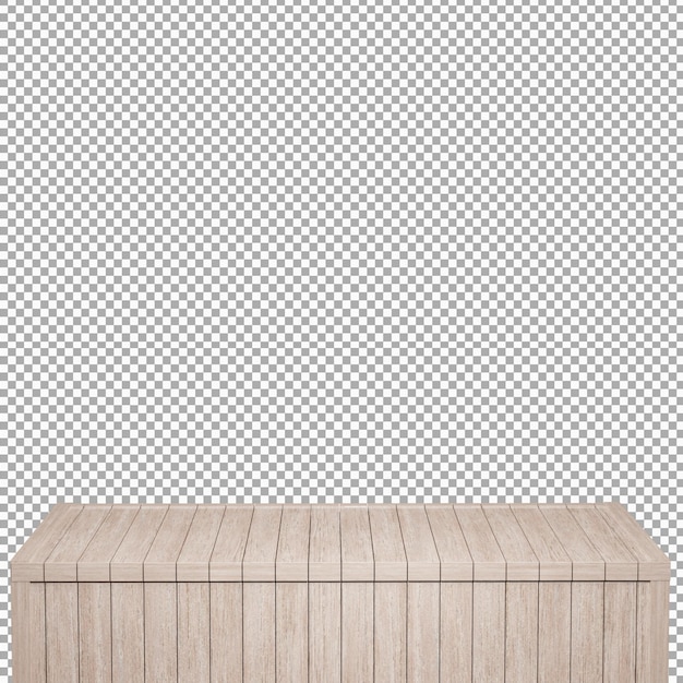 Mesa de madera realista tablero de madera vista frontal superior render 3d aislado