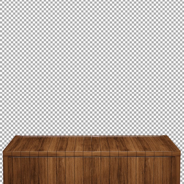 Mesa de madera realista tablero de madera vista frontal superior render 3d aislado