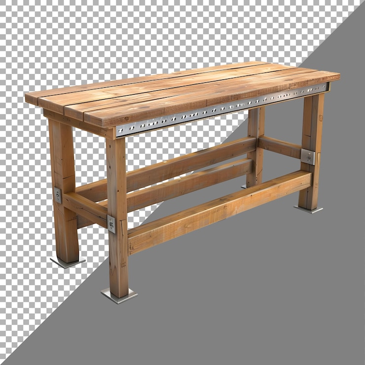 PSD mesa de madera sobre un fondo transparente generada por ai