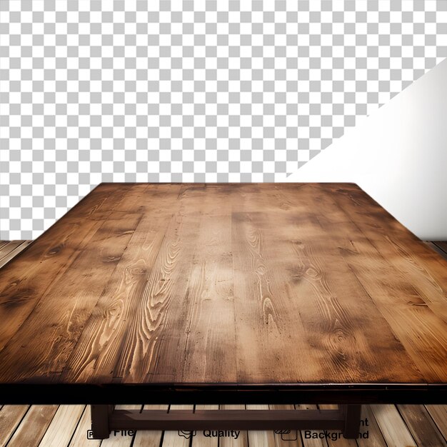 PSD mesa de madera sobre un fondo transparente