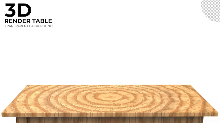 PSD una mesa de madera vacía para exhibir productos con fondo transparente
