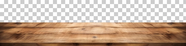Mesa de madera vacía marrón sobre un fondo transparente