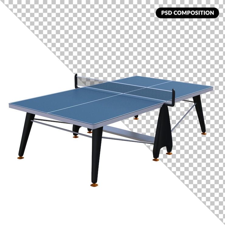PSD una mesa con un mantel azul aislado renderizado 3d