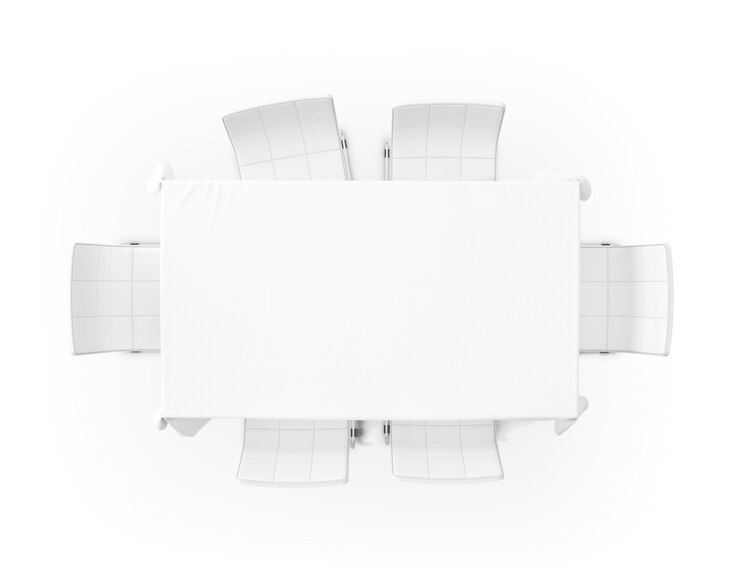 PSD mesa con mantel y sillas