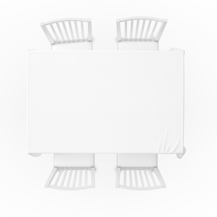 PSD mesa con mantel y sillas
