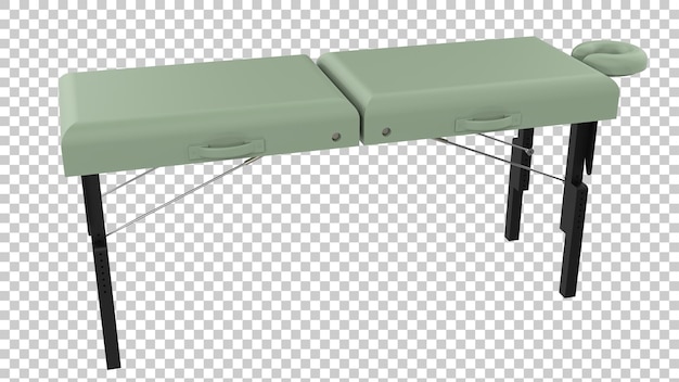Mesa de masaje en la ilustración de renderizado 3d de fondo transparente
