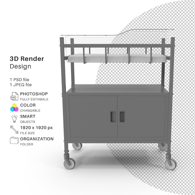 PSD mesa de moisés móvil modelado 3d archivo psd equipo médico realista