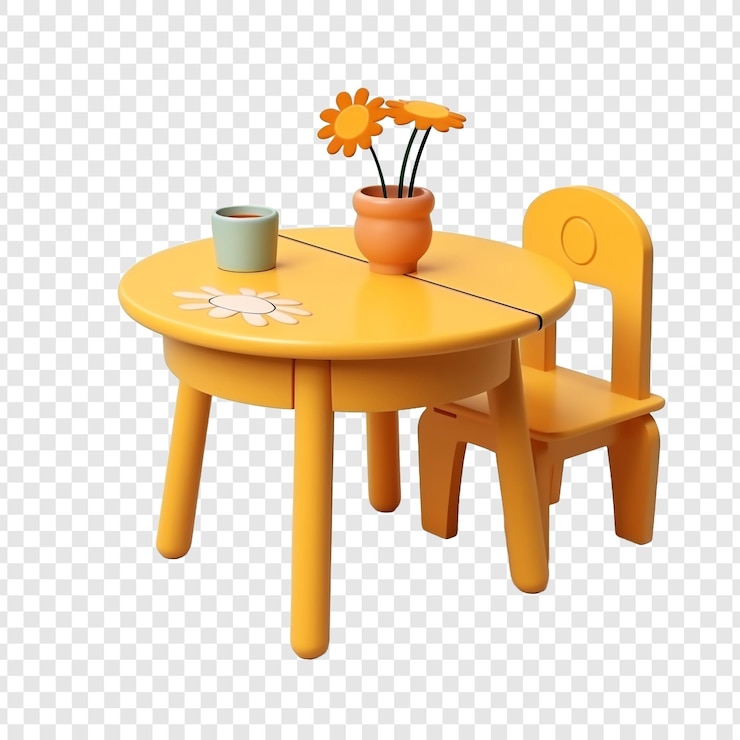 PSD mesa para niños aislada sobre un fondo transparente