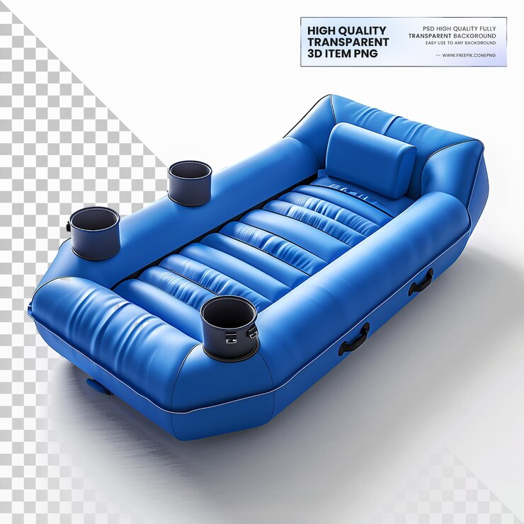 PSD una mesa de picnic flotante al aire libre inflable para viajes portátiles sobre un fondo transparente