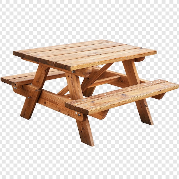 Mesa de picnic de madera aislada sobre un fondo transparente