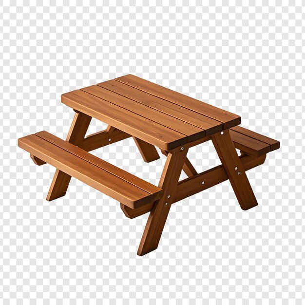 una mesa de picnic de madera con un banco en ella